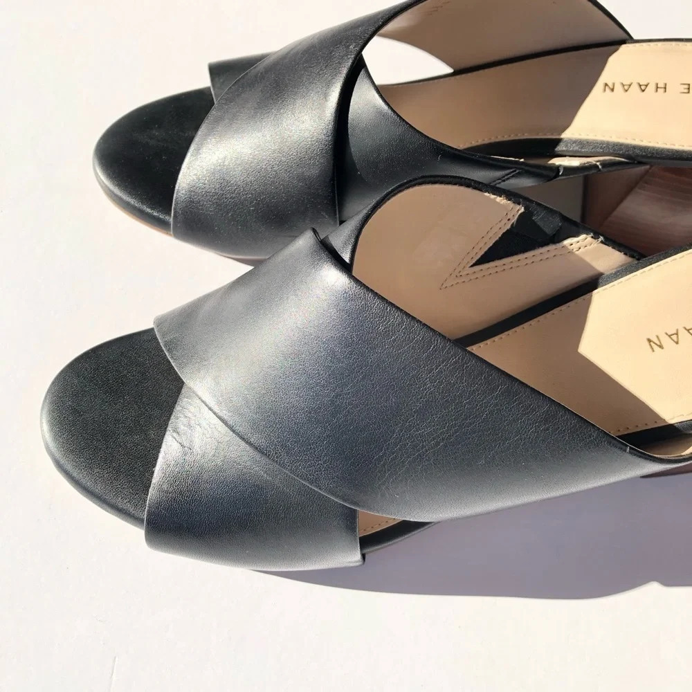 New Cole Haan Dakota Criss Cross Black Leather Sandals 8B - Picture 4 of 9